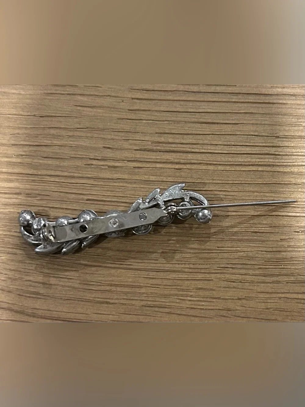 Rhinestone Silver-Tone Brooch Pin